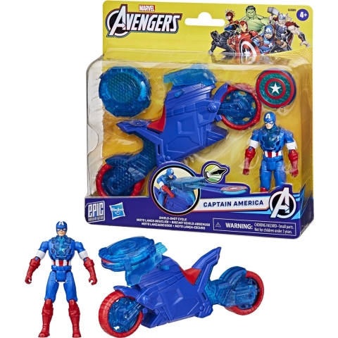 Marvel Avengers 10 cm figuur Captain America met schild en motor