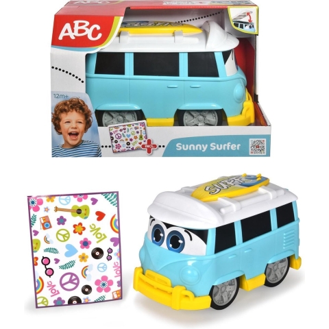 Top1Toys Bus Dickie Sunny surfer bus 25 cm met stickers