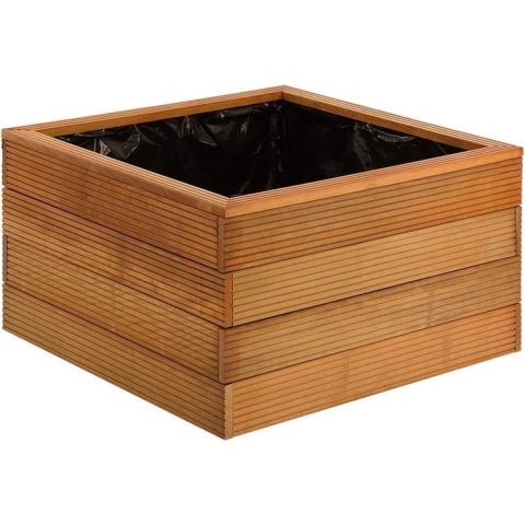 Bloembak plantenbak bangkirai hardhout vierkant 90x90x65cm