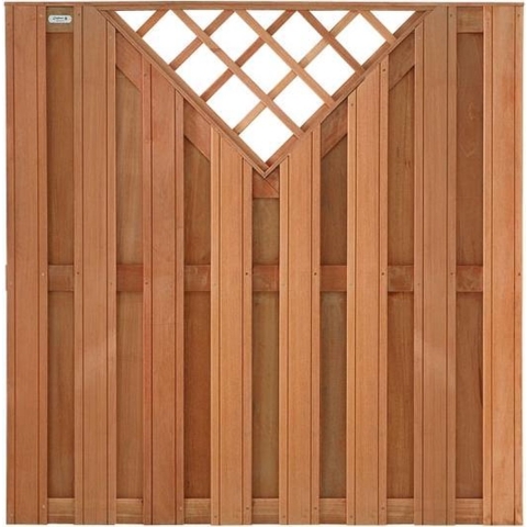 Schutting hardhout V-trellis tuinscherm 180x180cm