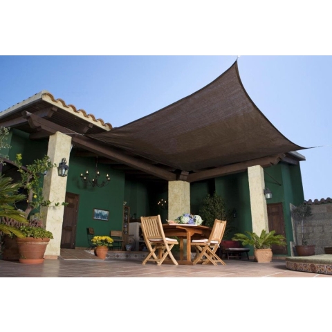 Zonnezeil zonnedoek schaduwdoek zichtdoek vierkant bruin 3,60x3,60mtr