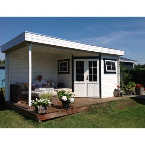 Houten tuinhuisje blokhut Windsor platdak 500x250cm