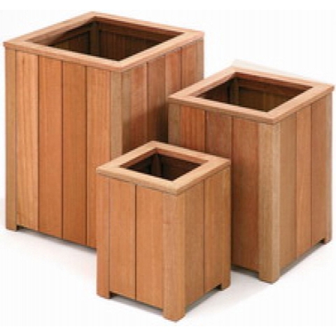 Bloembak plantenbak vierkant bangkirai hardhout 30x30cm