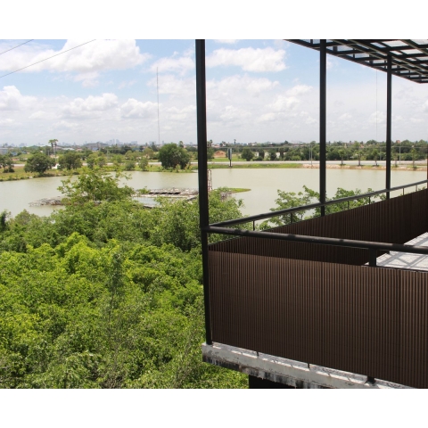 Tuinscherm tuinafscheiding balkonscherm kunststof PVC bruin 1x5m