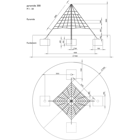 Klimtoestel klimpiramide openbare speelplaatsen 300cm