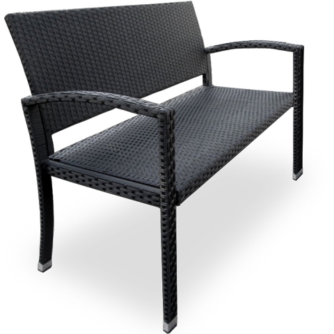 Polyrotan Tuinbank Zwart 122x58x87cm