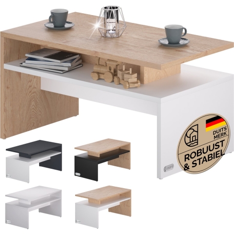 Salontafel Sacramento Wit/Eik 95x55x50cm