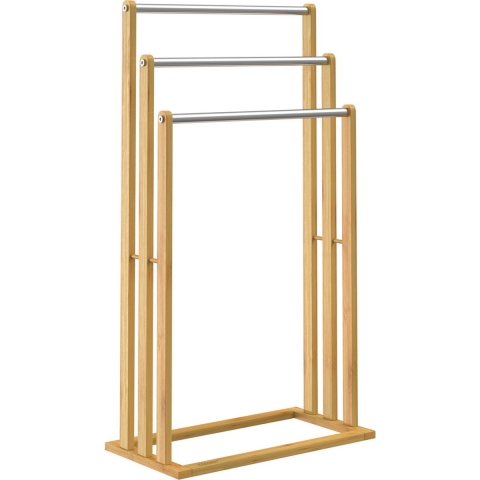 Handdoekenrek Bamboe met 3 Stangen RVS