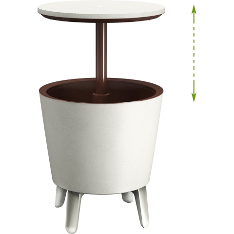 Drankkoeler Bijzettafel Wit/Bruin Ø50cm 30L