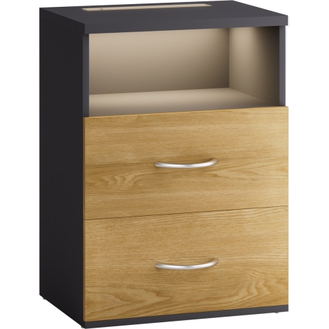 Nachtkastje Jamie Hout/Grijs 55x40x28cm