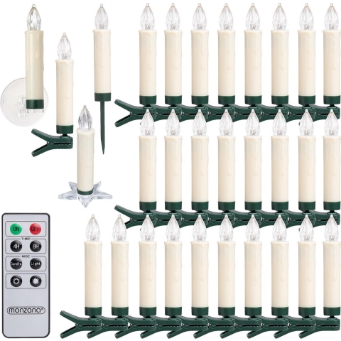 Kerstverlichting 30x LED Kaars Warmwit Afstandsbediening
