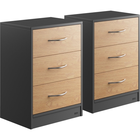 Nachtkastje Eloise 2 Stuks Hout/Grijs 54x39x28cm