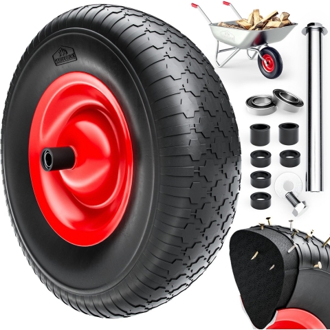 Kruiwagenwiel Zwart/Rood Rubber ø39cm max 200kg