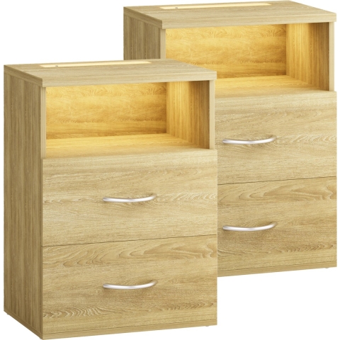 Nachtkastje Jamie Set van 2 Eik 55x40x28cm