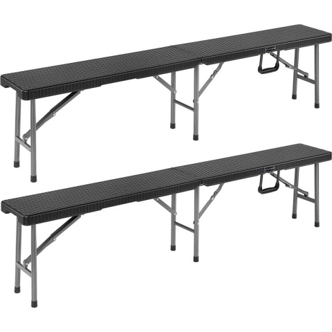 Picknickbank Malmö Set van 2 Zwart 180cm Inklapbaar