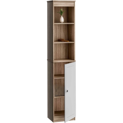 Hoge Kast Badkamer Bruin/Wit 170x34x26cm