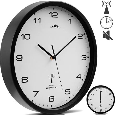 Radiogestuurde Wandklok Zwart Ø31cm