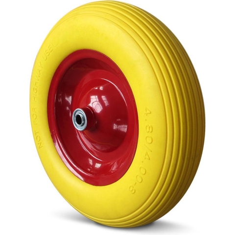 Kruiwagenwiel Rood Geel Rubber Staal 95mm 200kg