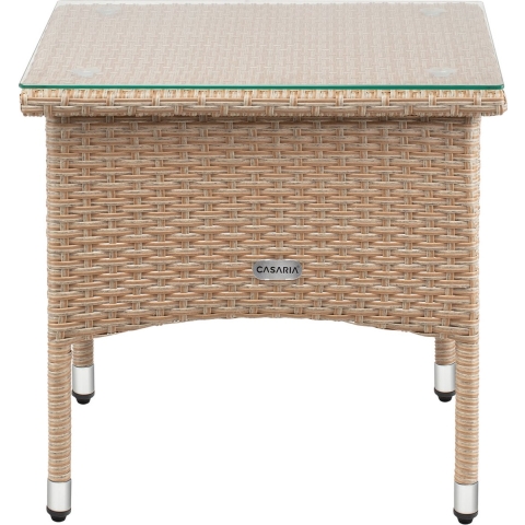 Polyrotan Bijzettafel Grijs-Beige 50x50x45cm