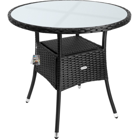 Polyrotan Balkontafel Zwart Ø80cm