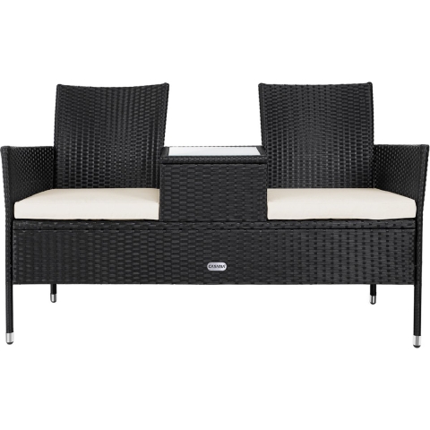 Polyrotan Tuinbank Zwart 143x55x88cm