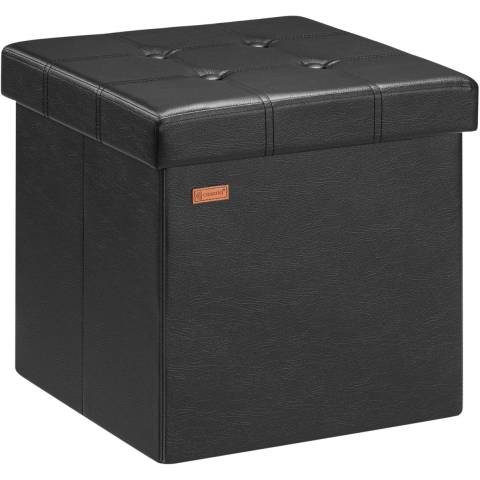 Poef Zwart kunstleer 38x38x38cm inklapbaar