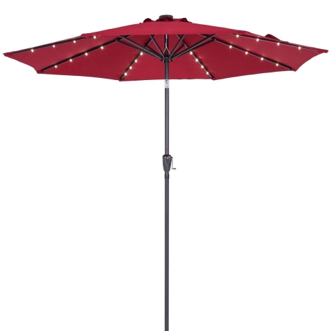 LED Solar Parasol Miami Rood Aluminium Ø270cm UV-bescherming 80+