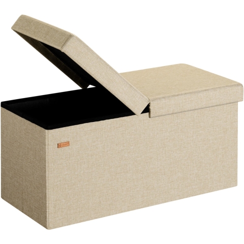 Opbergbank Beige 76x38x38cm met opbergvak opvouwbaar