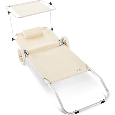 Ligbed Crete Beige Alu met wielen