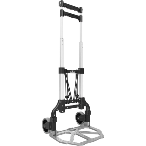 Steekwagen Zilver/Zwart aluminium 80kg in hoogte verstelbaar