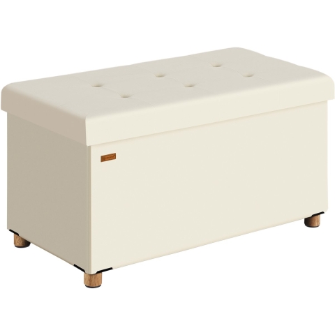 Opbergbank Beige Fluweel 76x38x42cm opvouwbaar