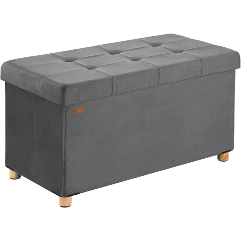 Opbergbank Antraciet Fluweel 76x38x42cm opvouwbaar