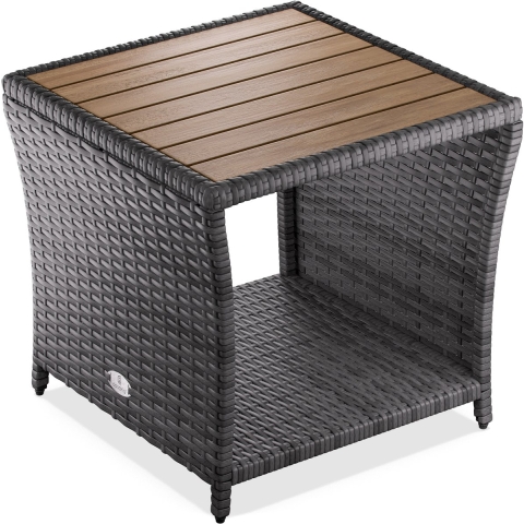 Polyrattan bijzettafel grijs 45x45x40cm
