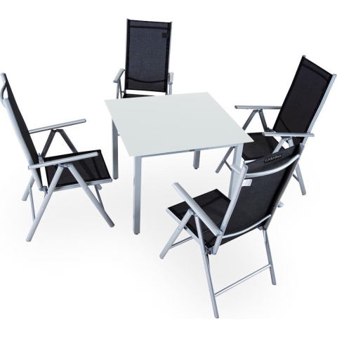 Tuinset Bern 5-delig Zilver Aluminium Matglas