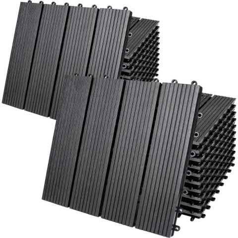 Tegels 22 stuks Klassiek Antraciet WPC 30x30cm