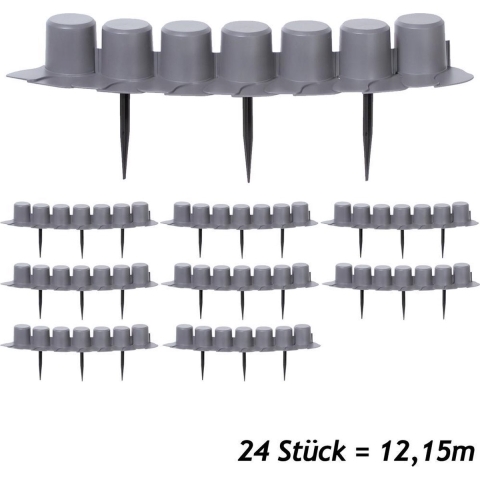 Gazonrand 3 stuks Grijs 12,15m