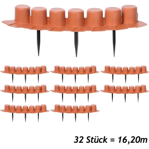 Gazonrand 4 stuks Terracotta 16,20m
