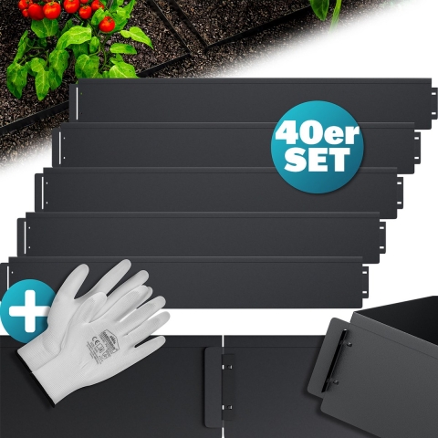 Bedrandenset van 40 zwart metaal 40mx14cm