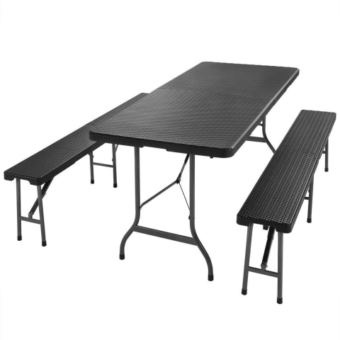 Bierbank Set Malmö 3-delig Zwart Kunststof