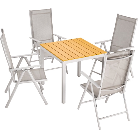 Tuinset Bern 5-delig Crème Aluminium WPC