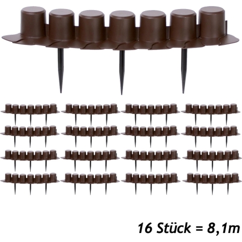 Gazonrand 2 stuks Bruin 8,10m
