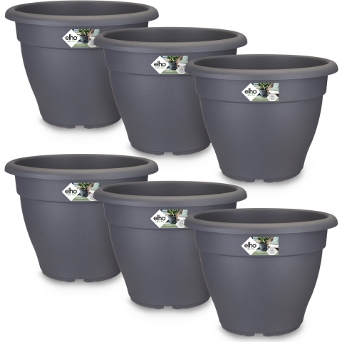Bloempot set van 6 antraciet 29x22cm 71L