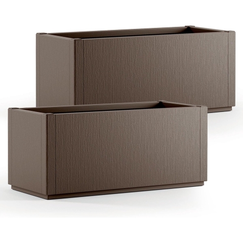 Bloempot Ethica Set van 2 Bruin plastic 80x36x36cm