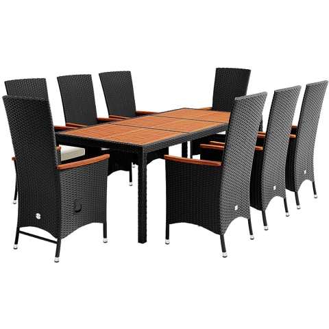 Polyrotan Tuinset 9-tlg Zwart