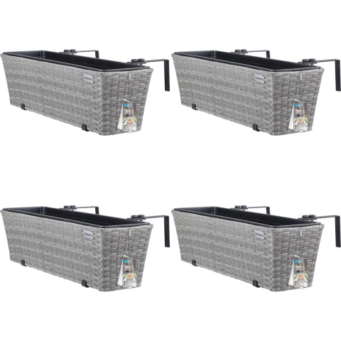 Plantenbak Polyrotan 4 Stuks Grijs