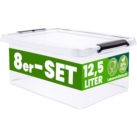 Opbergbox 8 Stuks Transparant 39x29x17cm 12,5L stapelbaar