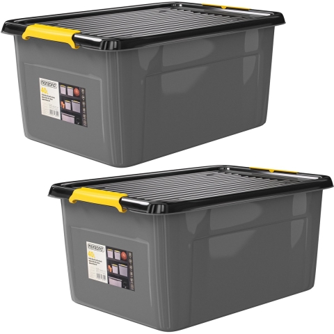 Opbergbox Set van 2 Grijs/Antraciet 58x39x25cm stapelbaar