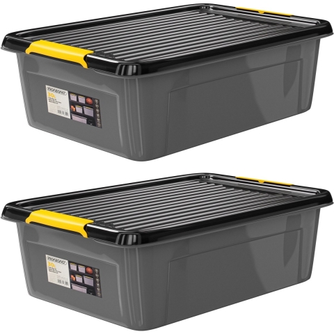 Opbergbox Set van 2 Grijs/Antraciet 58x39x16cm stapelbaar