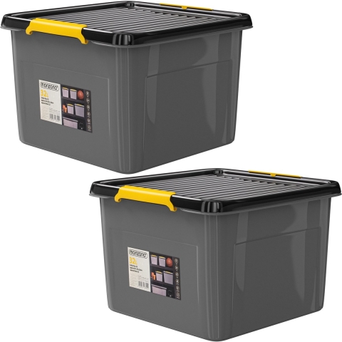 Opbergbox Set van 2 Grijs/Antraciet 39x39x26cm stapelbaar