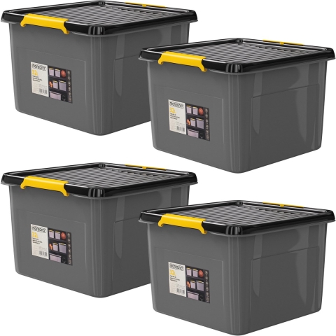 Opbergbox Set van 4 Grijs/Antraciet 39x39x26cm stapelbaar